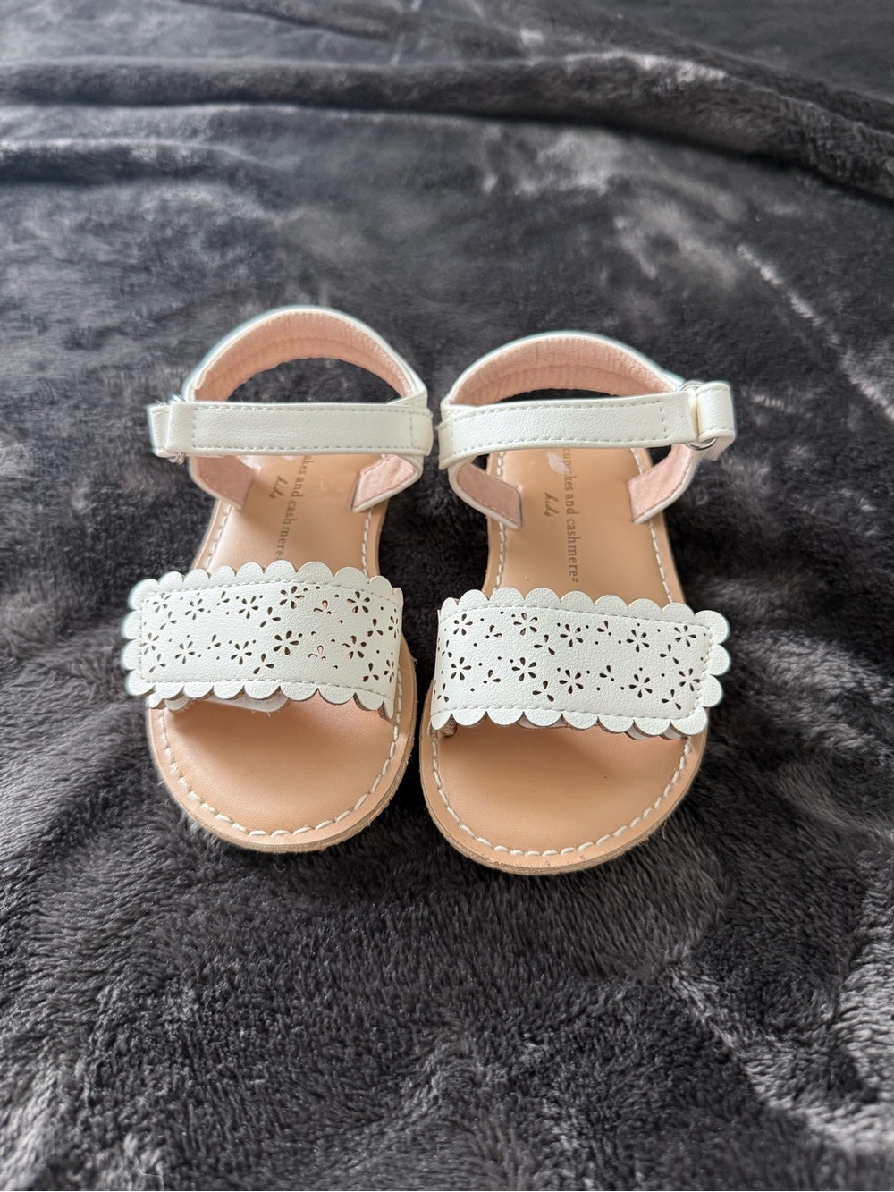 cupcakes & cashmere Kids Cream Scalloped Laser-Cut Sandals - Picture 8 of 8